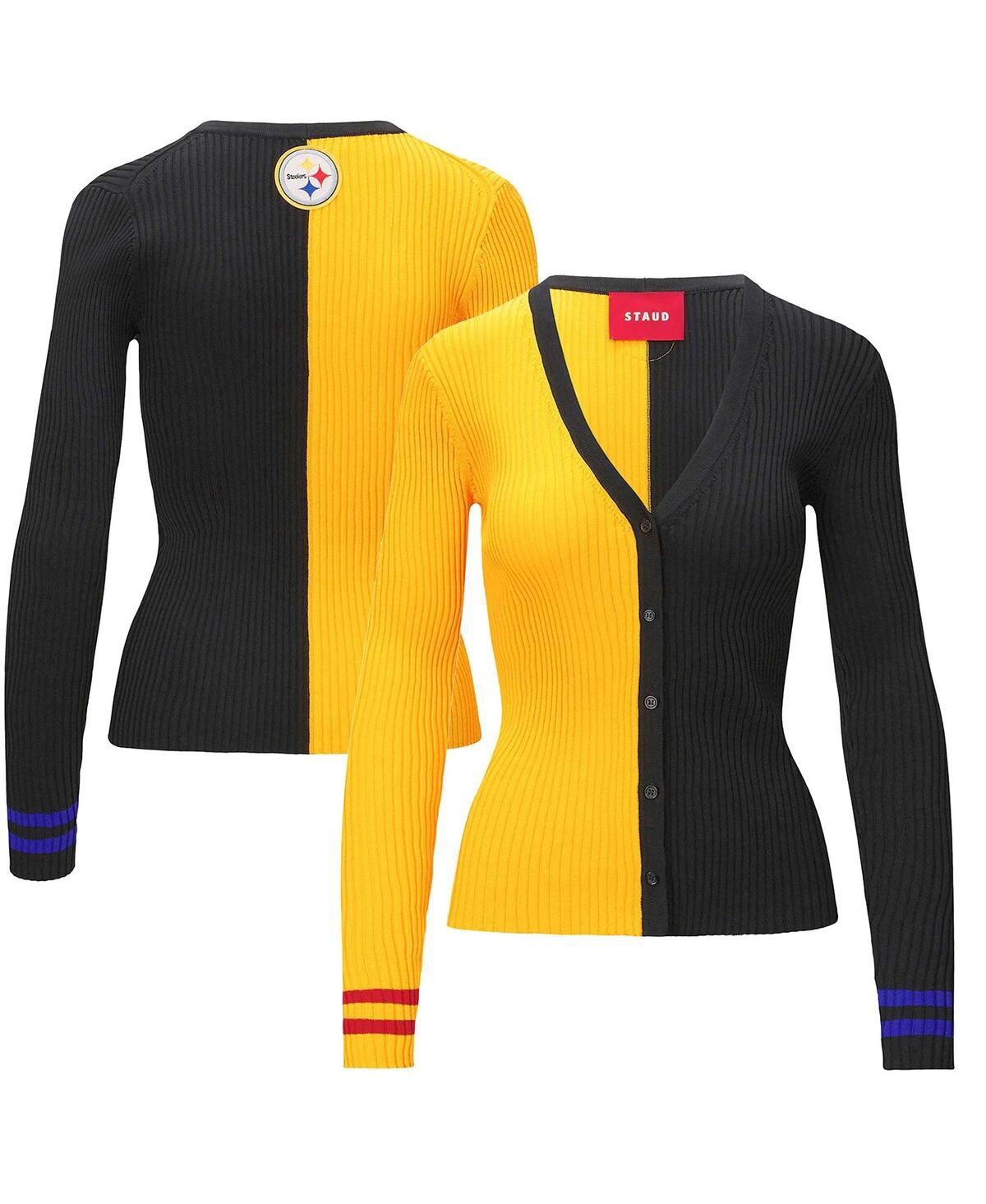 Women's Staud Gold, Black Pittsburgh Steelers Cargo Sweater - Gold, Black