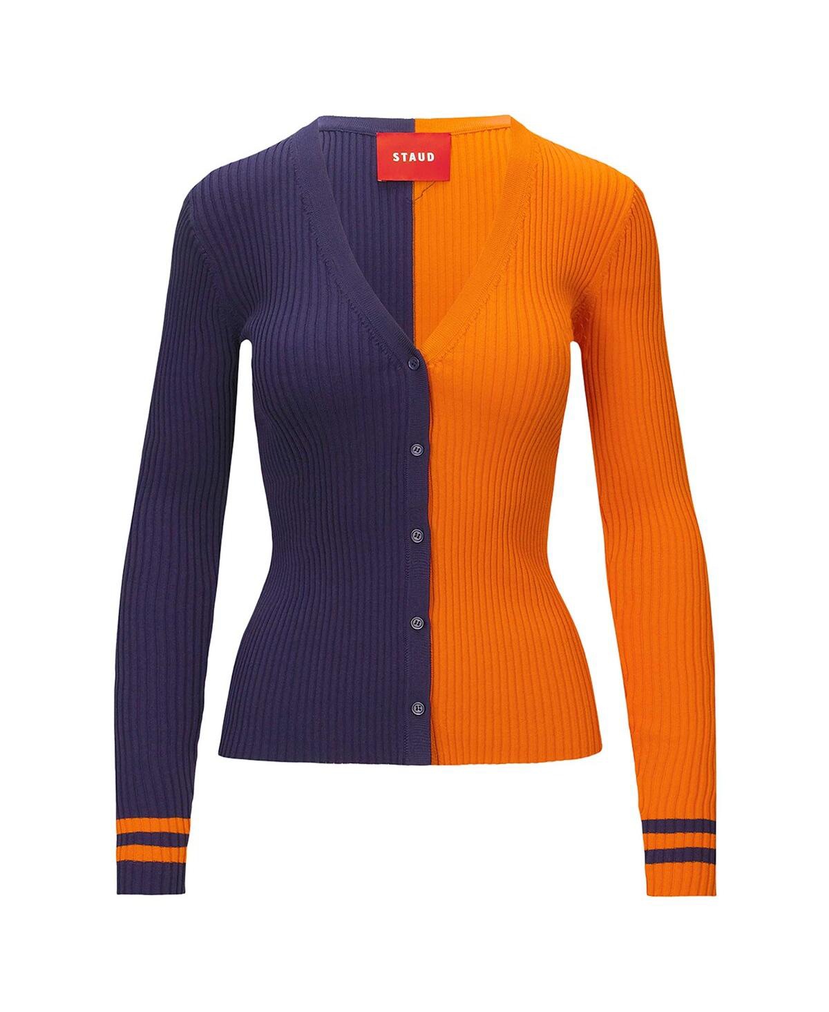 Shop Staud Women's  Navy, Orange Chicago Bears Cargo Sweater In Navy,orange