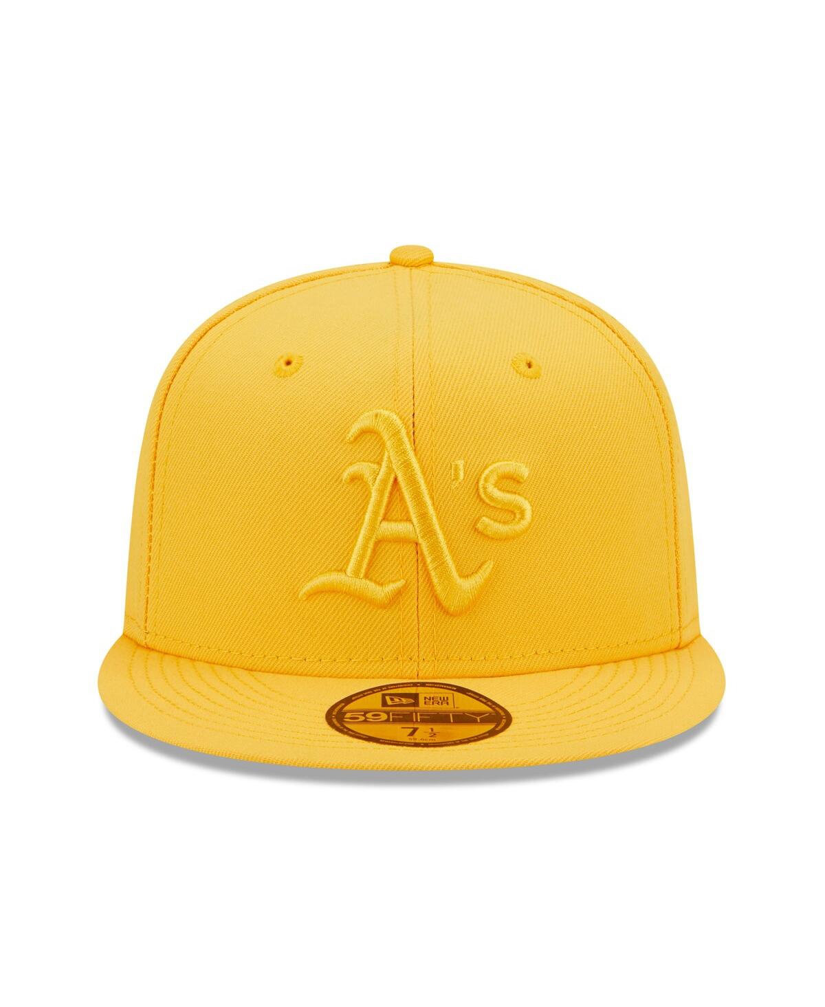 Shop New Era Men's  Gold Oakland Athletics Tonal 59fifty Fitted Hat