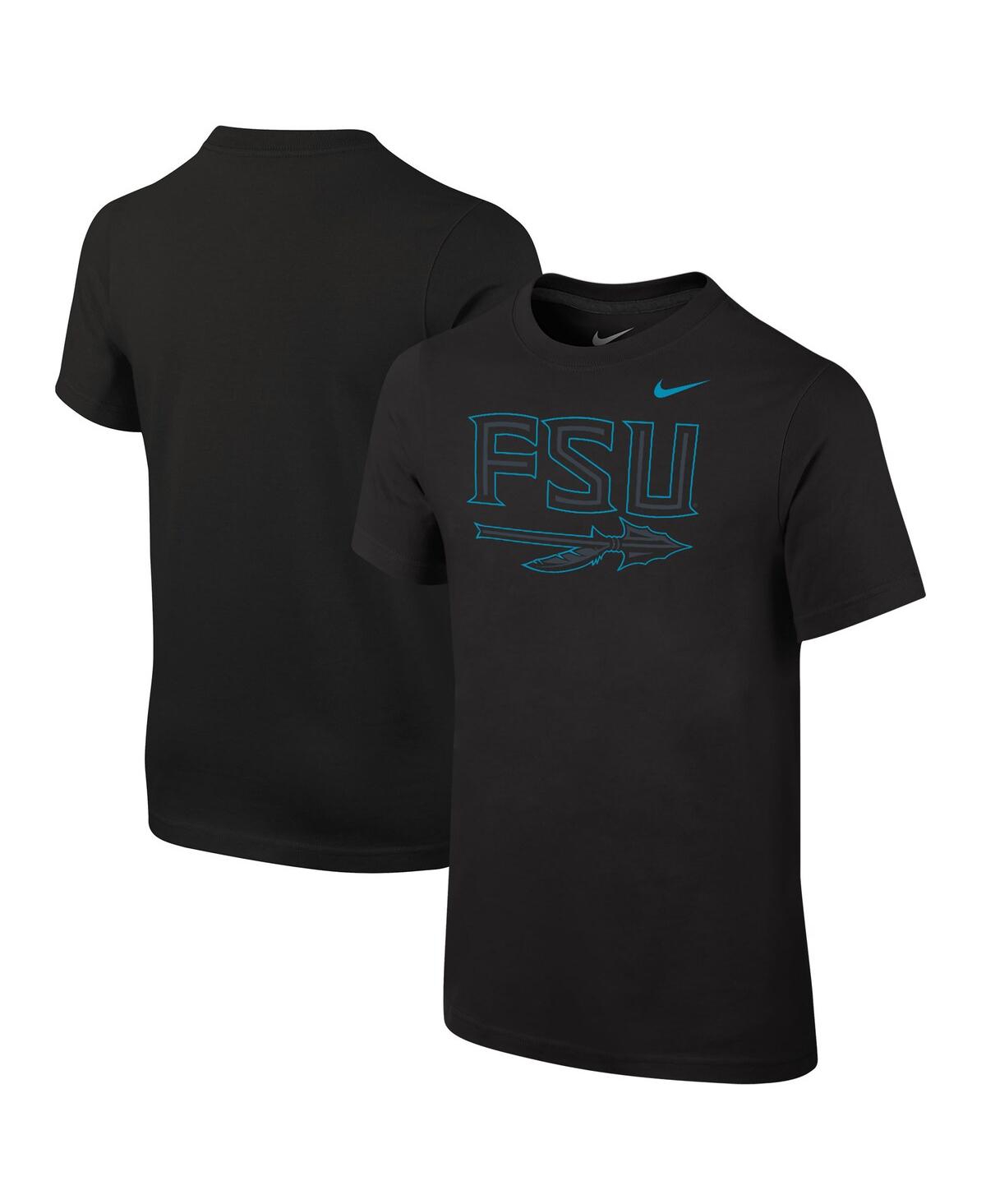 Shop Nike Big Boys  Black Florida State Seminoles Heritage Wordmark T-shirt