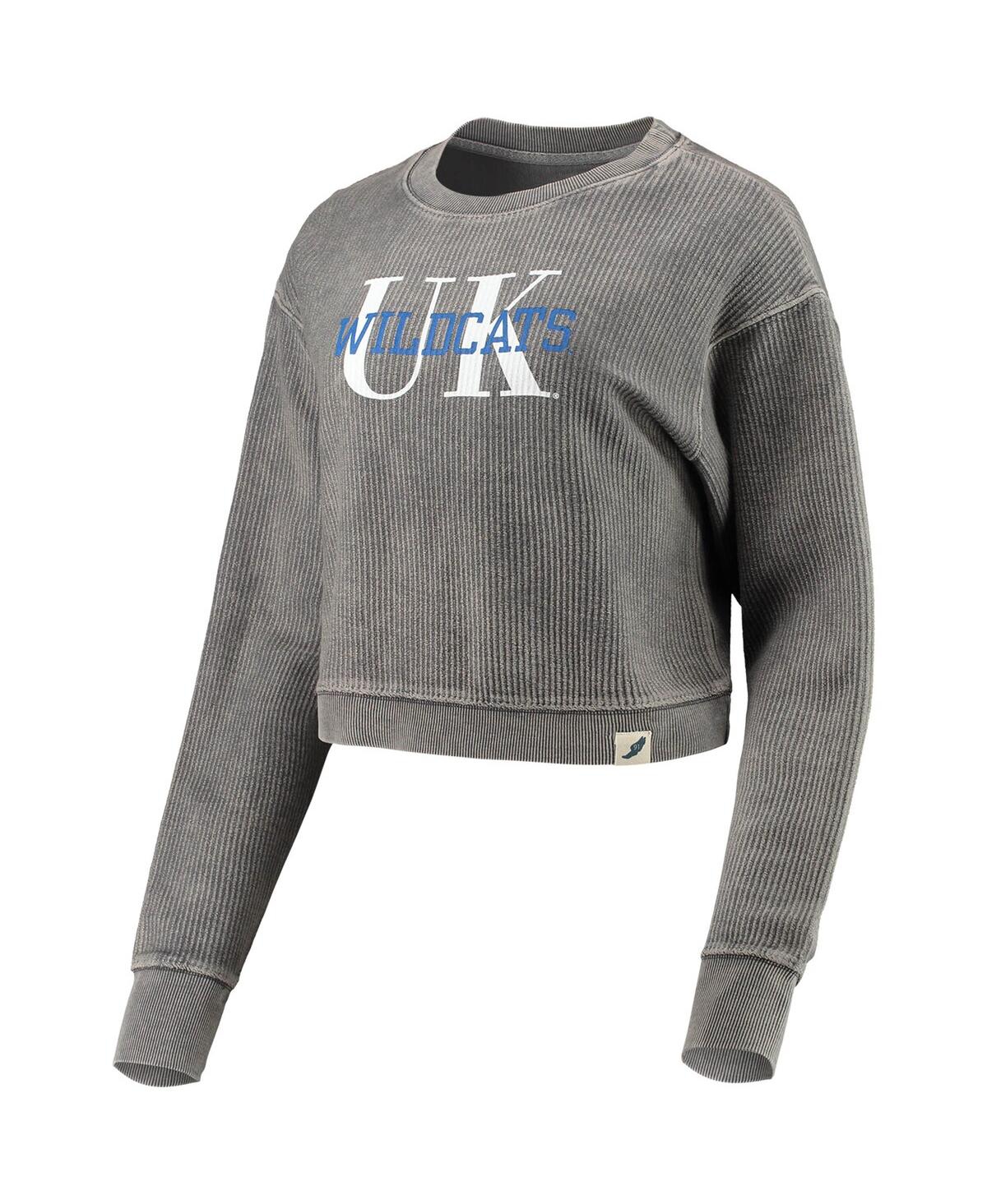 Shop League Collegiate Wear Women's  Graphite Kentucky Wildcats Classic Corded Timber Crop Pullover Sweats