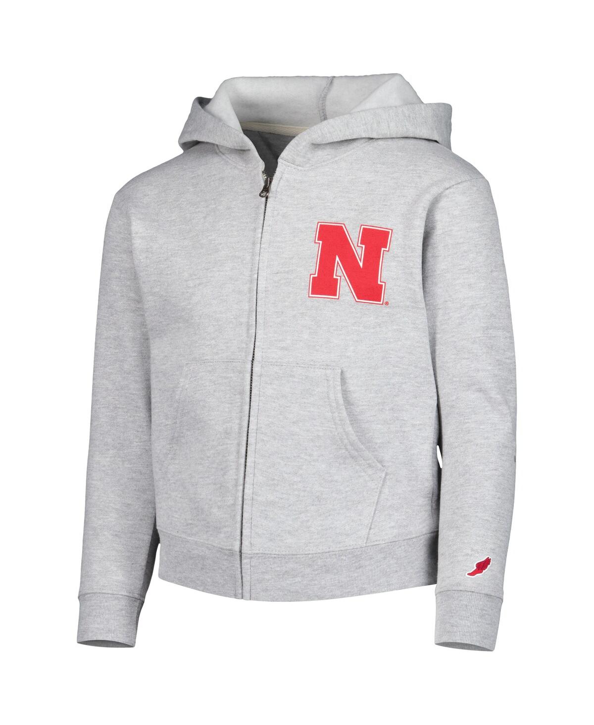 Shop League Collegiate Wear Big Boys  Heather Gray Nebraska Huskers Full-zip Hoodie