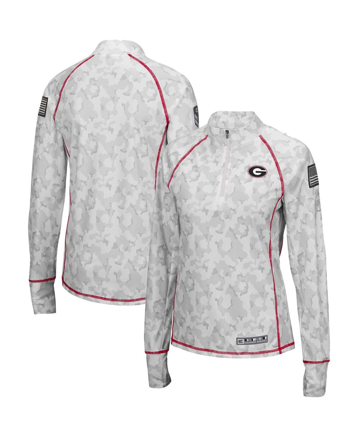Women's Colosseum White Georgia Bulldogs Oht Military-Inspired Appreciation Officer Arctic Camo Fitted Lightweight 1/4-Zip Jacket - White