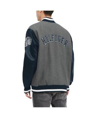Men's Heather Gray, Navy Dallas Cowboys Gunner Full-Snap Varsity Jacket