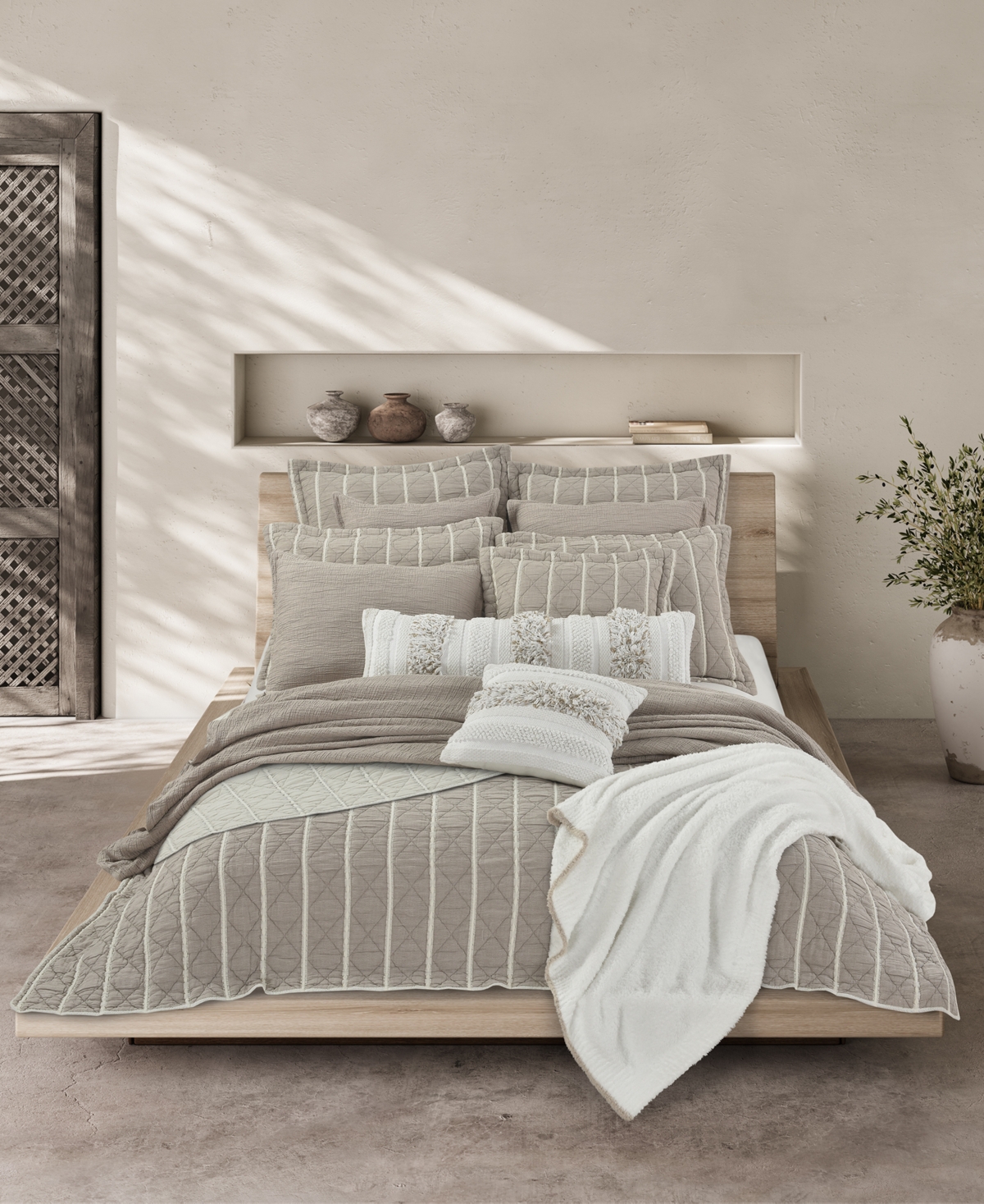 White Sand Playa Cotton Coverlet, Full/queen In Sand