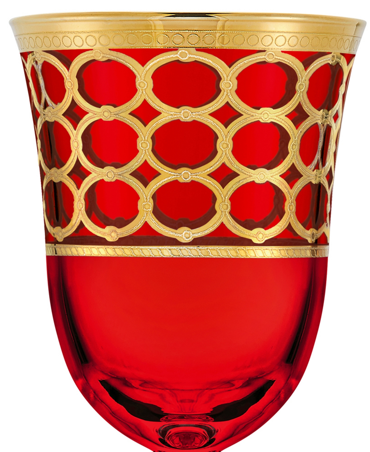 Lorren Home Trends DeepColored White Wine Goblet with Gold-Tone Rings, Set of 4 - Red