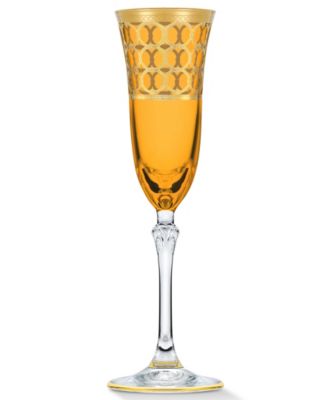 Multicolor Champagne Flutes with Gold-Tone Rings, Set of 4