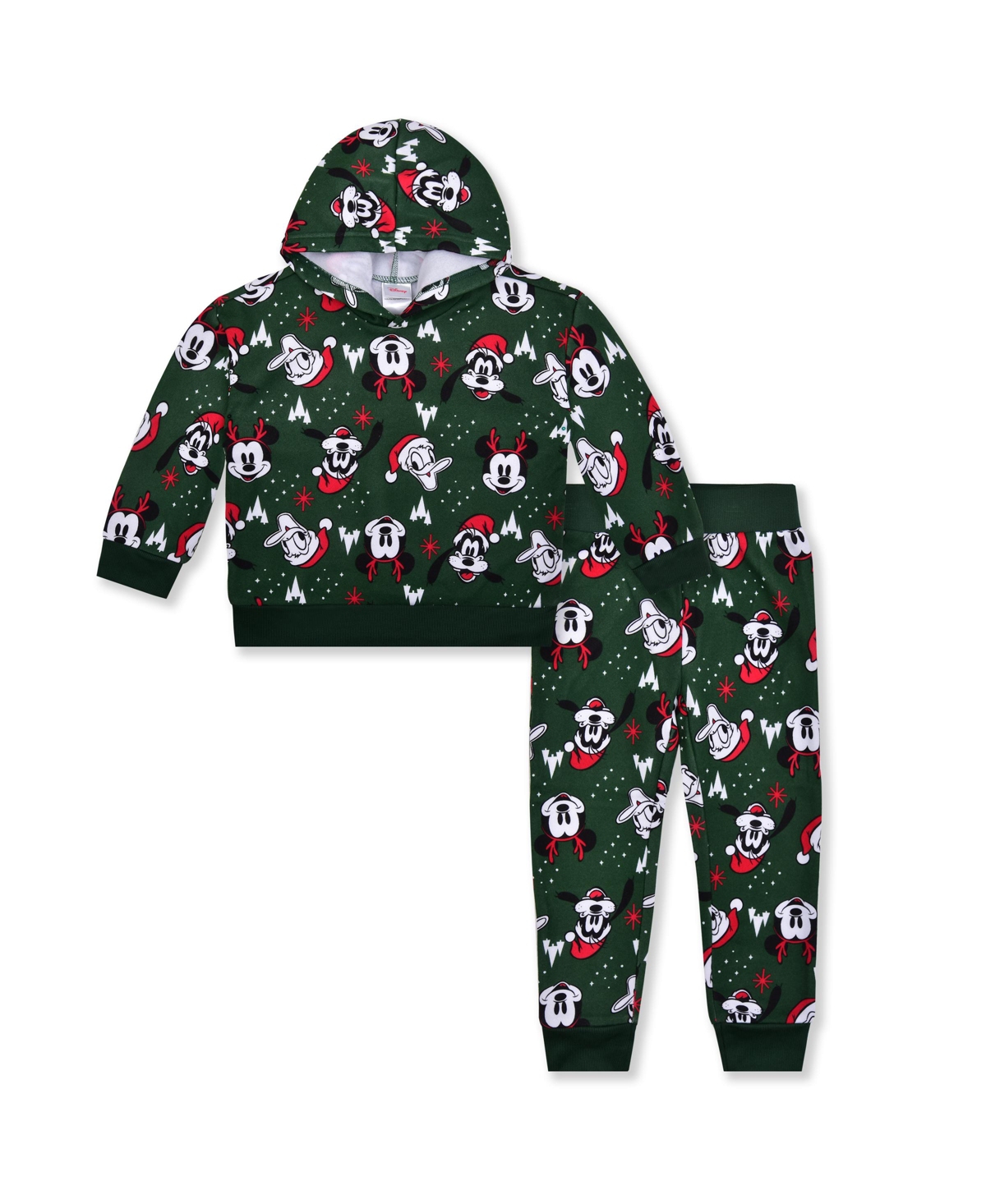 Disney Baby Boys Mickey Friends Holiday Sweatshirt And Joggers Outfit In Dark Green