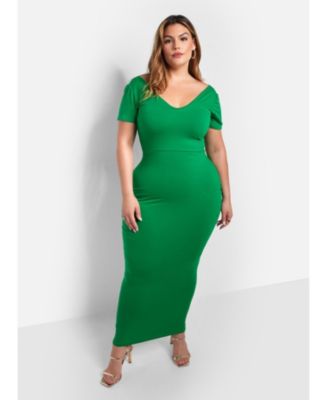 Rebdolls Women's Plus Size Essential Over The Shoulder Maxi Bodycon Dress -  Macy's