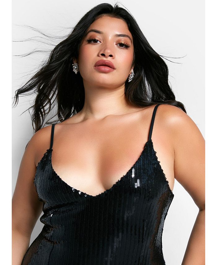 Rebdolls Women's Plus Size Chiara Sequin Fringe Midi Slip Dress Macy's