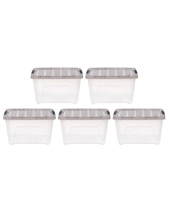 IRIS USA 32 Quart Stack & Pull Clear Plastic Storage Box with Buckles ...