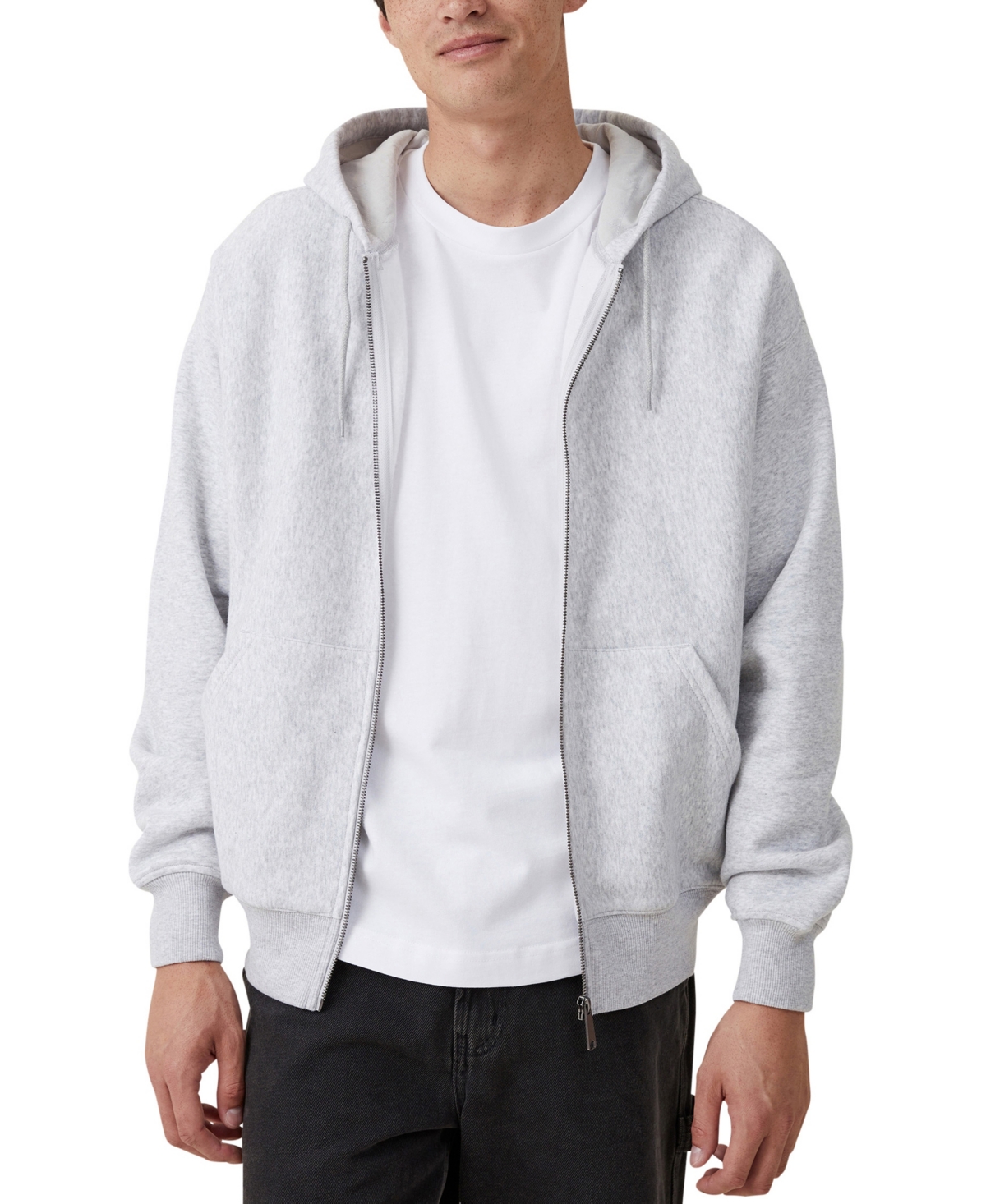 Shop Cotton On Men's Oversized Zip Up Hoodie In Gray Marle