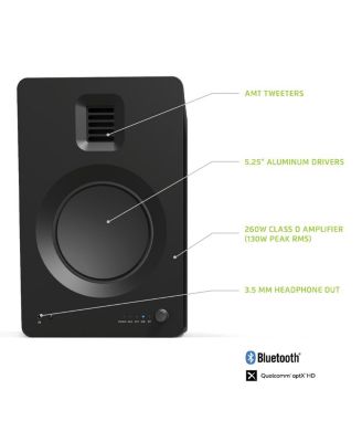 TUK Premium Powered Bookshelf Speakers with Headphone Out, USB DAC, Dedicated Phono Pre-amp, & Bluetooth - Pair