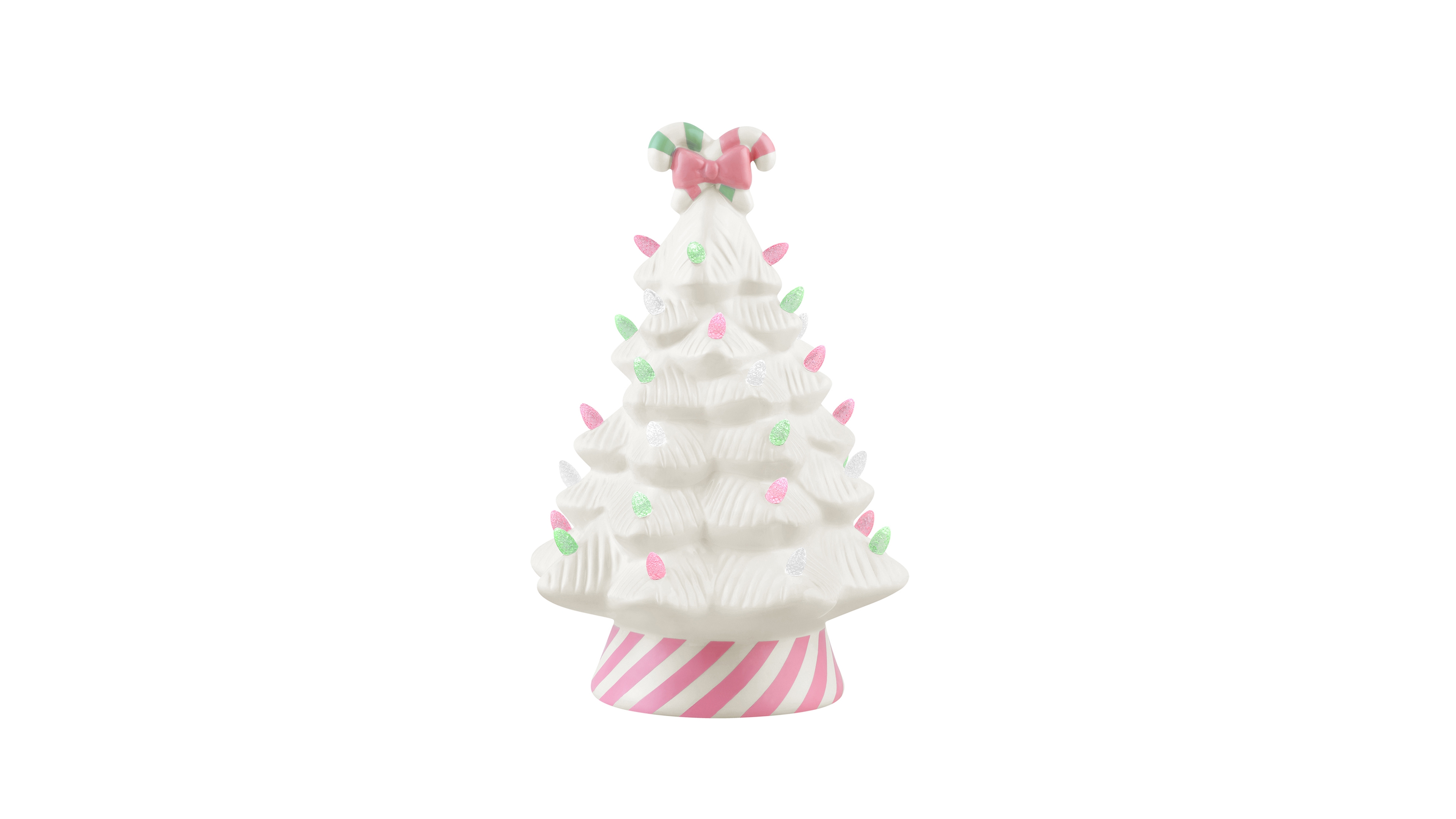 Mr. Christmas 12" Nostalgic Ceramic Lit Candy Cane Tree, Pink