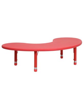 35"W X 65"L Half-Moon Plastic Height Adjustable Activity Table