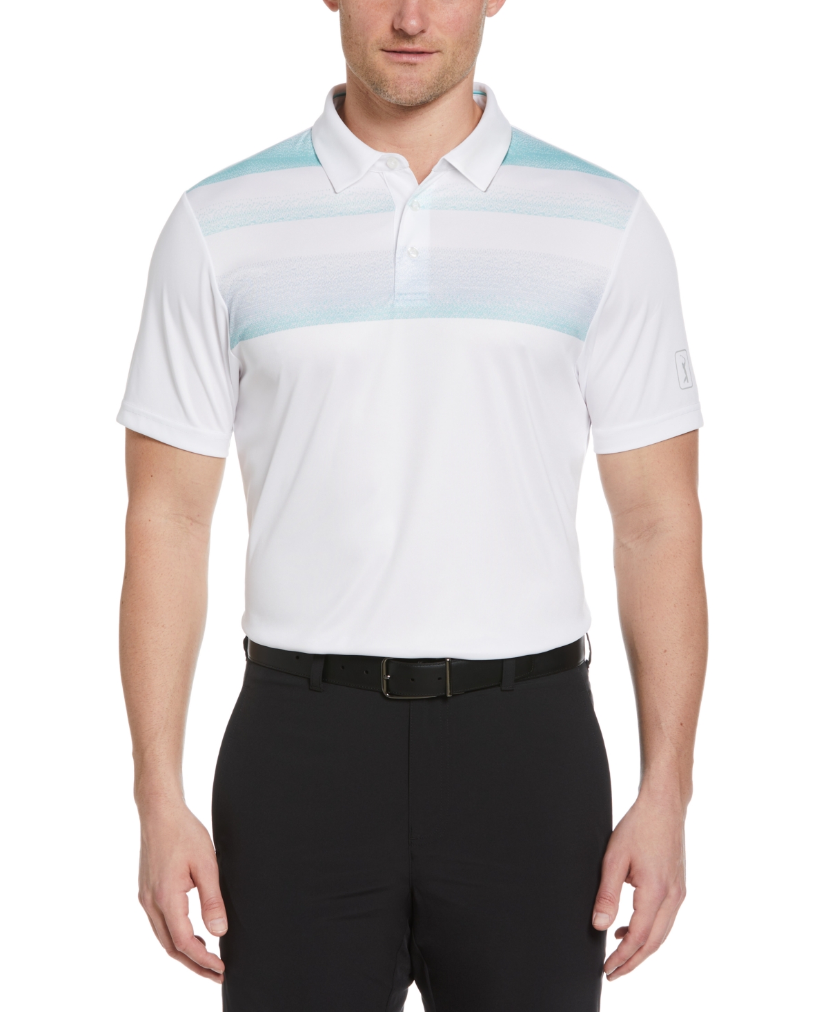 Men's Stitched Chest Block Polo Shirt - Bright White