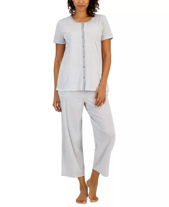 Women's 2-Pc. Cotton Printed Cropped Pajamas Set - thumbnail 7