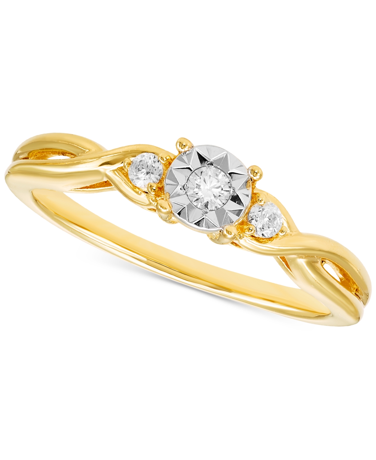 Macy's Diamond Twist Ring (1/10 Ct. T.w.) In 10k Two-tone Gold In Yellow Gold