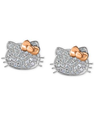 Macy's - Hello Kitty Diamond Pav&eacute; Stud Earrings (1/4 ct. t.w.) in 10k White & Rose Gold