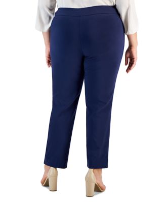 Plus & Petite Plus Size Tummy Control Pull-On Slim-Leg Pants, Exclusively at Macy's