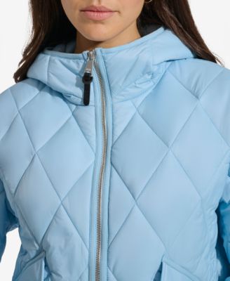 DKNY Women's Cropped Hooded Diamond Quilted Coat - Macy's