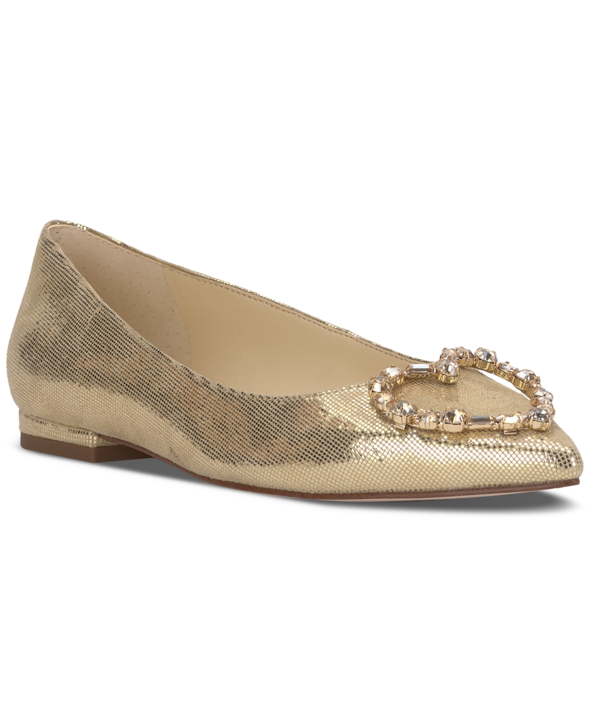 Women's Elika Pointed-Toe Embellished Ballet Flats - Gold Synthetic