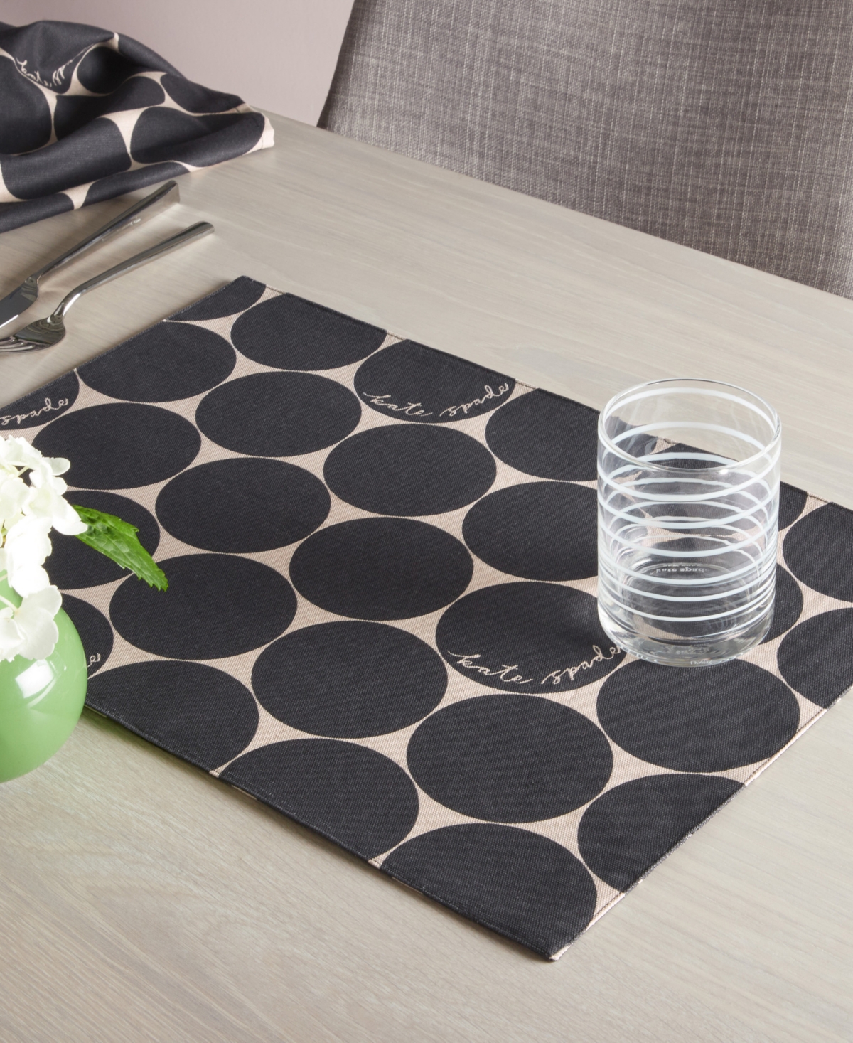 kate spade new york Joy Dot Reversible Placemats 4 Pack Set,