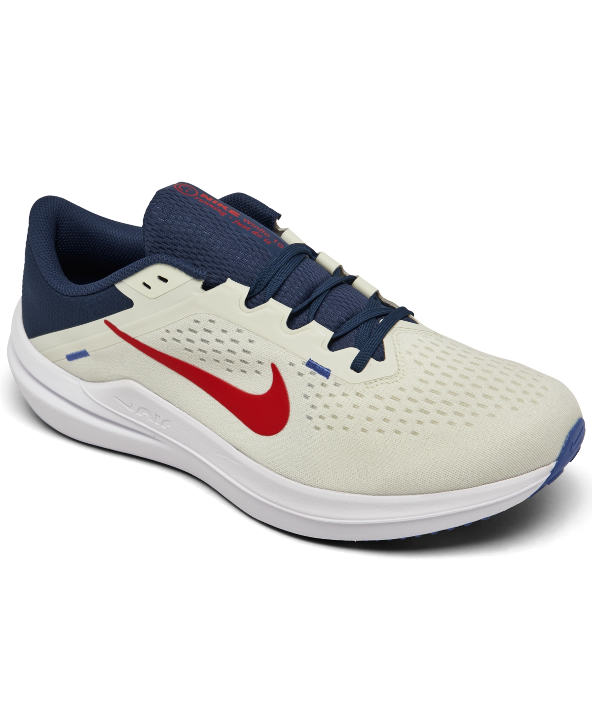 Shop Nike Men's Air Zoom Winflo 10 Running Sneakers From Finish Line In Sea Glass,navy,red