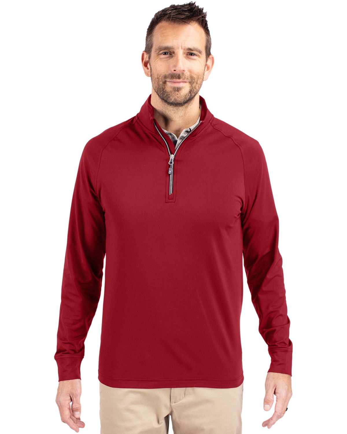 Big & Tall Adapt Eco Knit Stretch Recycled Quarter Zip Pullover Jacket - Cardinal red