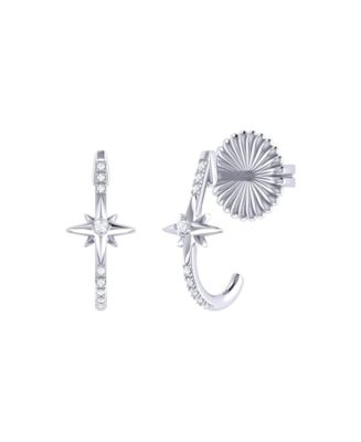 LuvMyJewelry Starry Night Design Sterling Silver Diamond Star Women