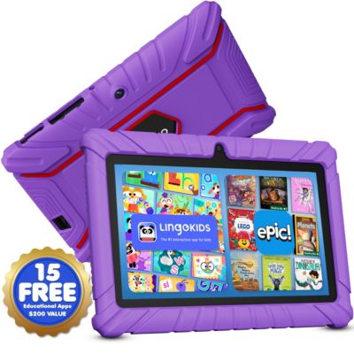 V8 Kids Tablet 32GB, 7” Screen WiFi Learning Device with Parental Controls, Shockproof Case, Epic! & LingoKids Apps