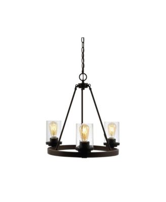 Coronet 3-Light Iron/Seeded Glass Rustic Farmhouse LED Chandelier