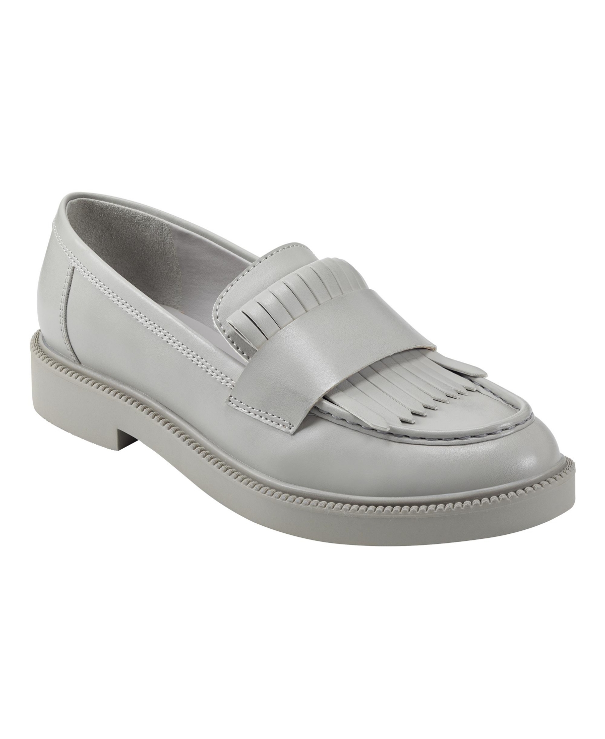 Marc Fisher Women's Calixy Almond Toe Slip-on Casual Loafers - Light Gray- Faux Leather