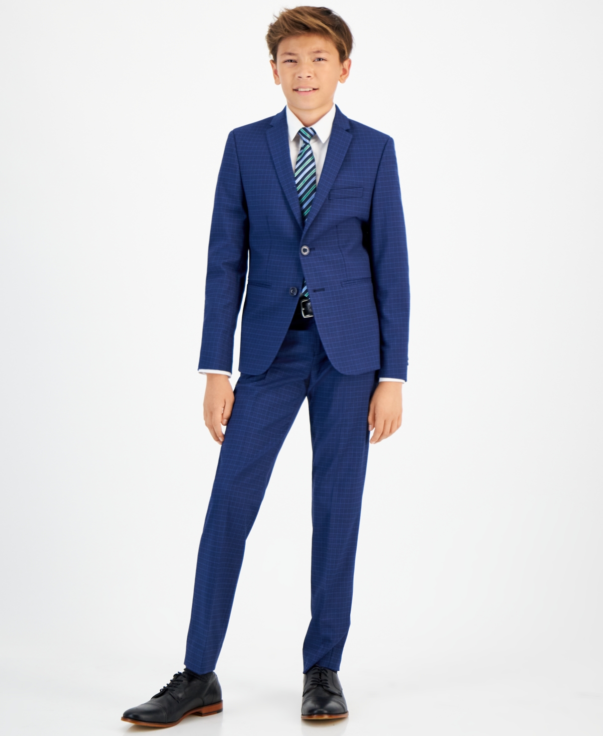 Michael Kors Kids' Big Boys Silver Slim Fit Stretch Suit Jacket In Blue