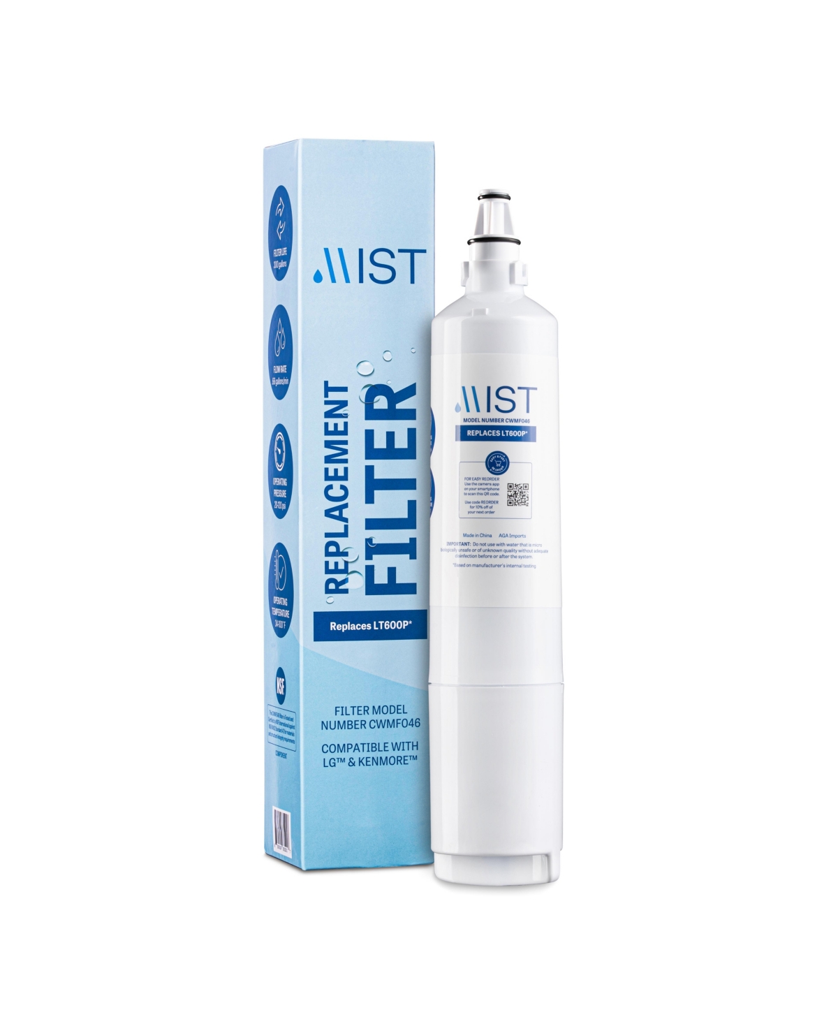 5231JA2006B Water Filter Replacement, Compatible with Lg Models: 5231JA2006A, Kenmore 469990, LT600P, 5231JA2006E, 5231JA2006F, 46-9990, 1 Pack -