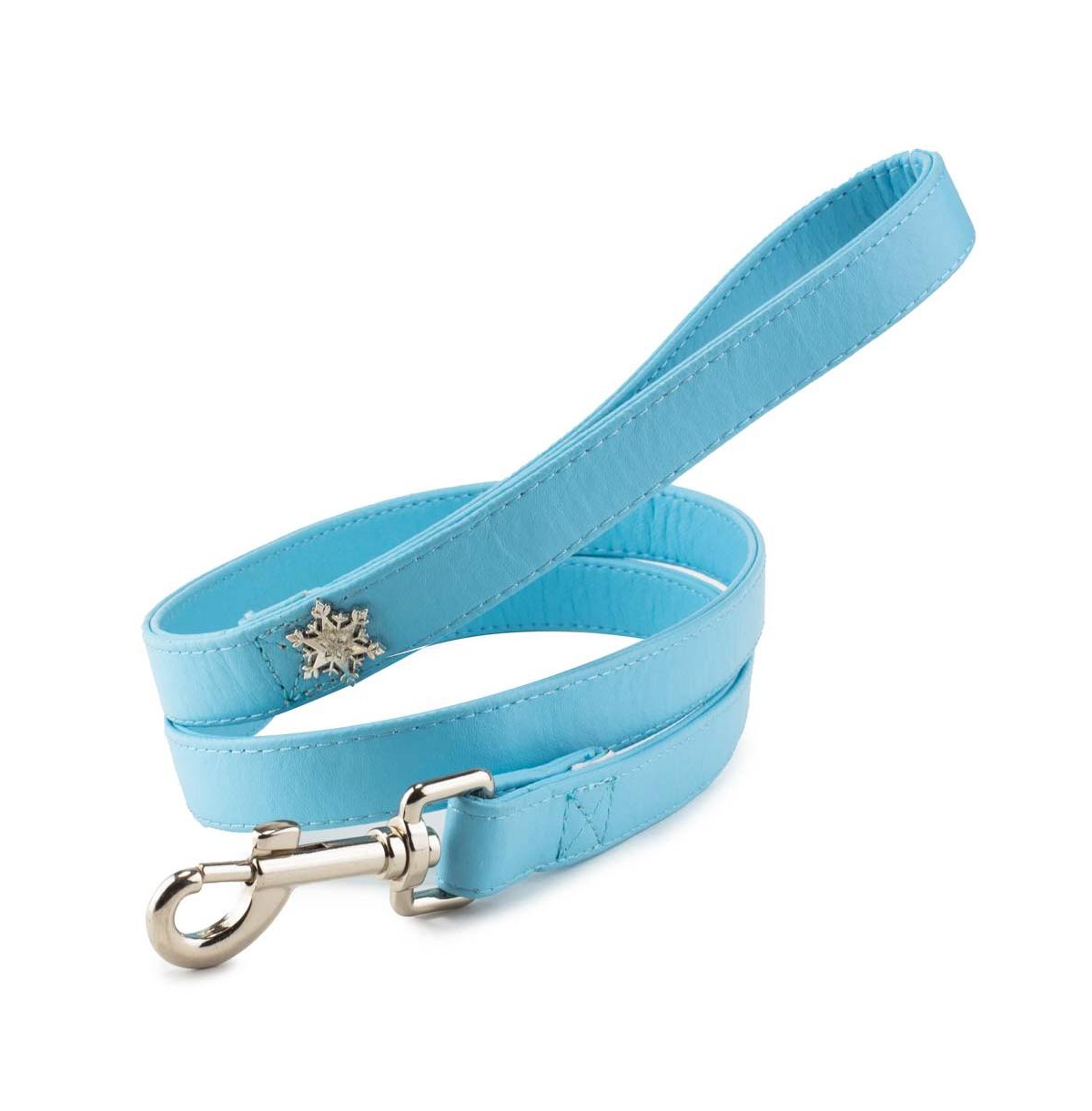 Disney Pet Leash Dog Leash Frozen 2 Light Blue Pu Leather With Snowflake Embellishment 6 Feet Long 0.75 Inch Wide - Blue