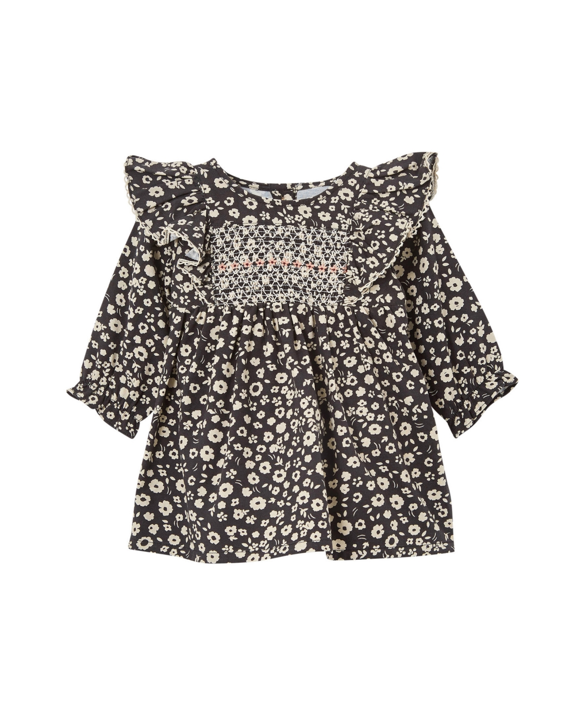 Cotton On Baby Girls Charlotte Long Sleeves Frill Dress In Phantom,cara Floral