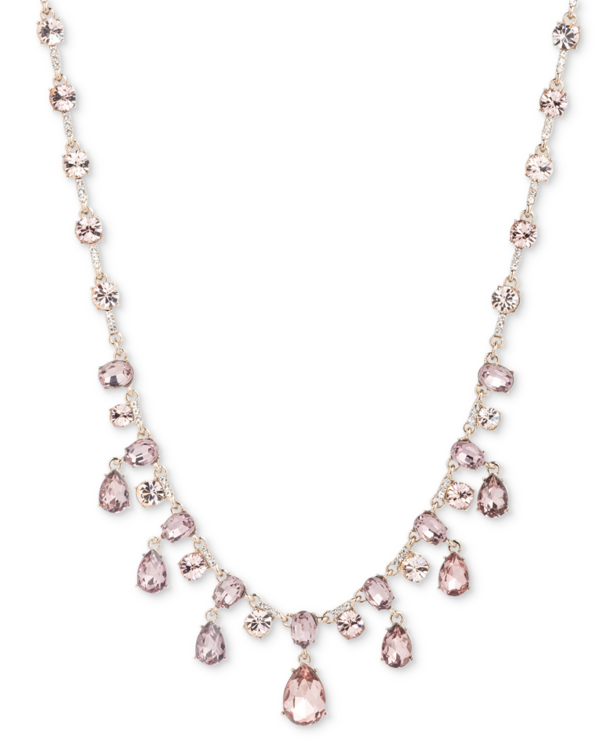 Givenchy Gold-tone Vintage Rose Crystal Statement Necklace, 16" + 3" Extender In Lt,paspink