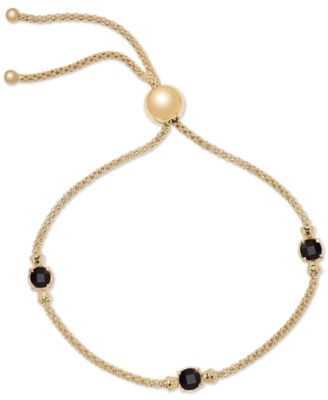 Macy's - Onyx Popcorn Link Bolo Bracelet in 14k Gold-Plated Sterling Silver (Also in Lapis Lazuli, & Turquoise)