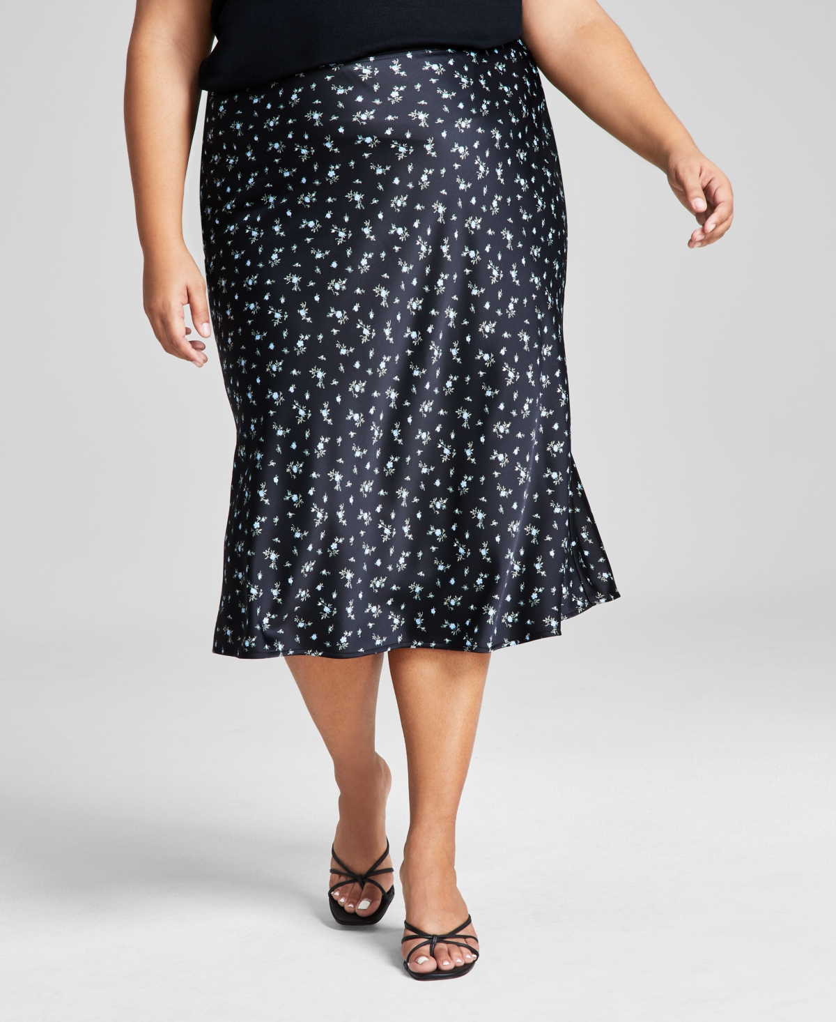 AND NOW THIS TRENDY PLUS SIZE FLORAL-PRINT MIDI SKIRT