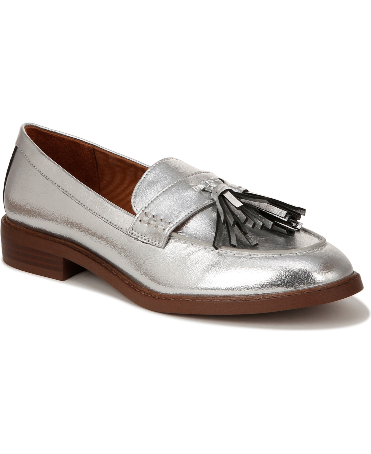 Shop Franco Sarto Women's Carolyn-low Tassel Loafers In Silver Faux Leather