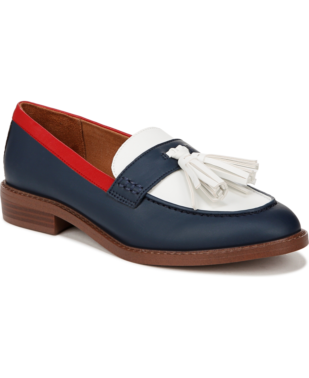 Franco Sarto Carolyn-low Loafers In Navy,white,red Faux Leather