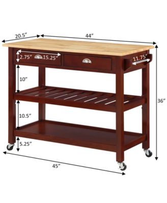 American Heritage 45" Wood 3 Tier Butcher Block Kitchen Cart