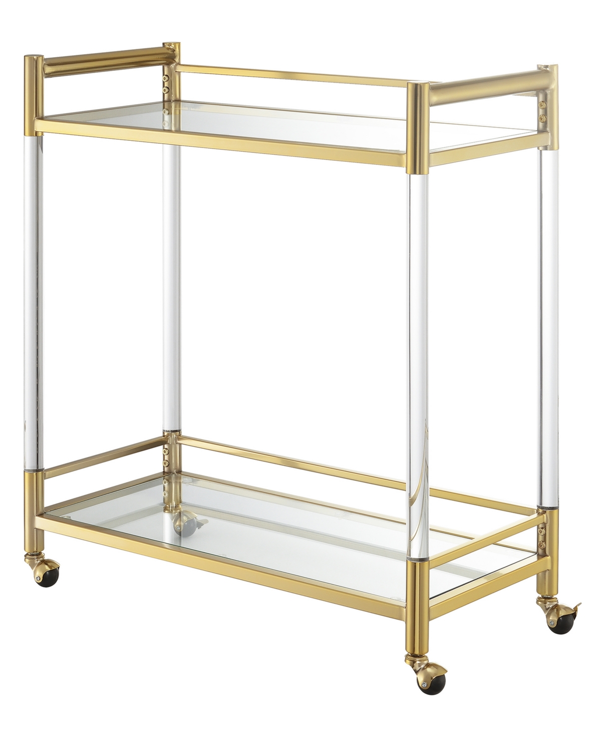 Convenience Concepts 30.5" Glass Royal Crest 2 Tier Acrylic Bar Cart In Gold,glass