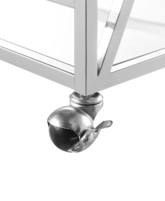 29.25" Chrome Oxford Glass Bar Cart With Shelf