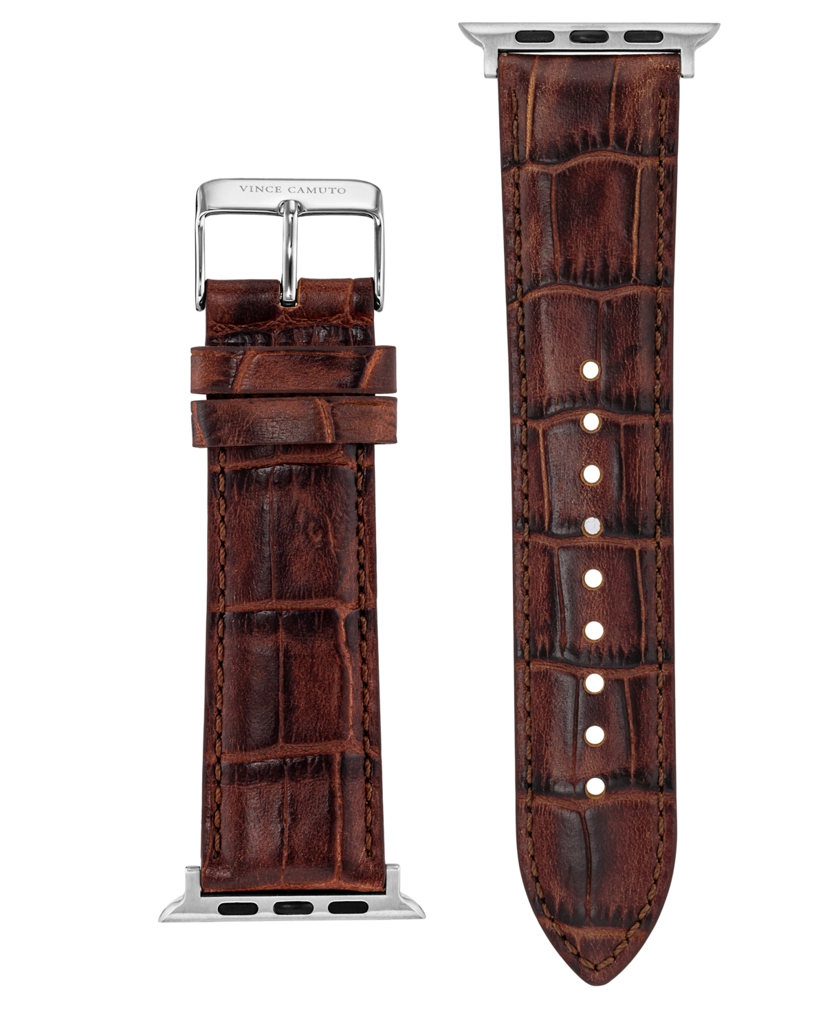 Shop Vince Camuto Men's Brown Croc Grain Premium Leather Band Compatible With 42mm, 44mm, 45mm, Ultra, Ultra2 Apple Wa
