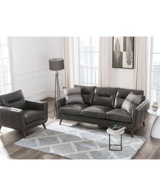 Ava 84" Mid-Century Modern Leather Sofa