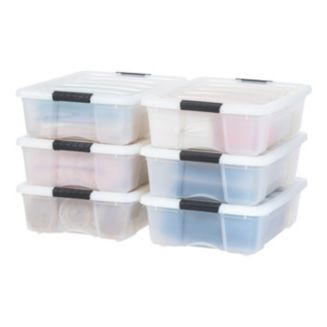 IRIS USA 6 Pack 26.95 Quart Stackable Plastic Storage Bins with Lids ...