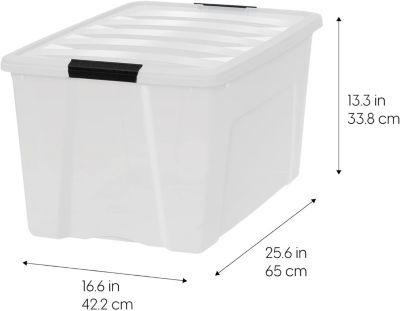 4 Pack 72qt Plastic Storage Bin with Lid and Secure Latching Buckles, Pearl