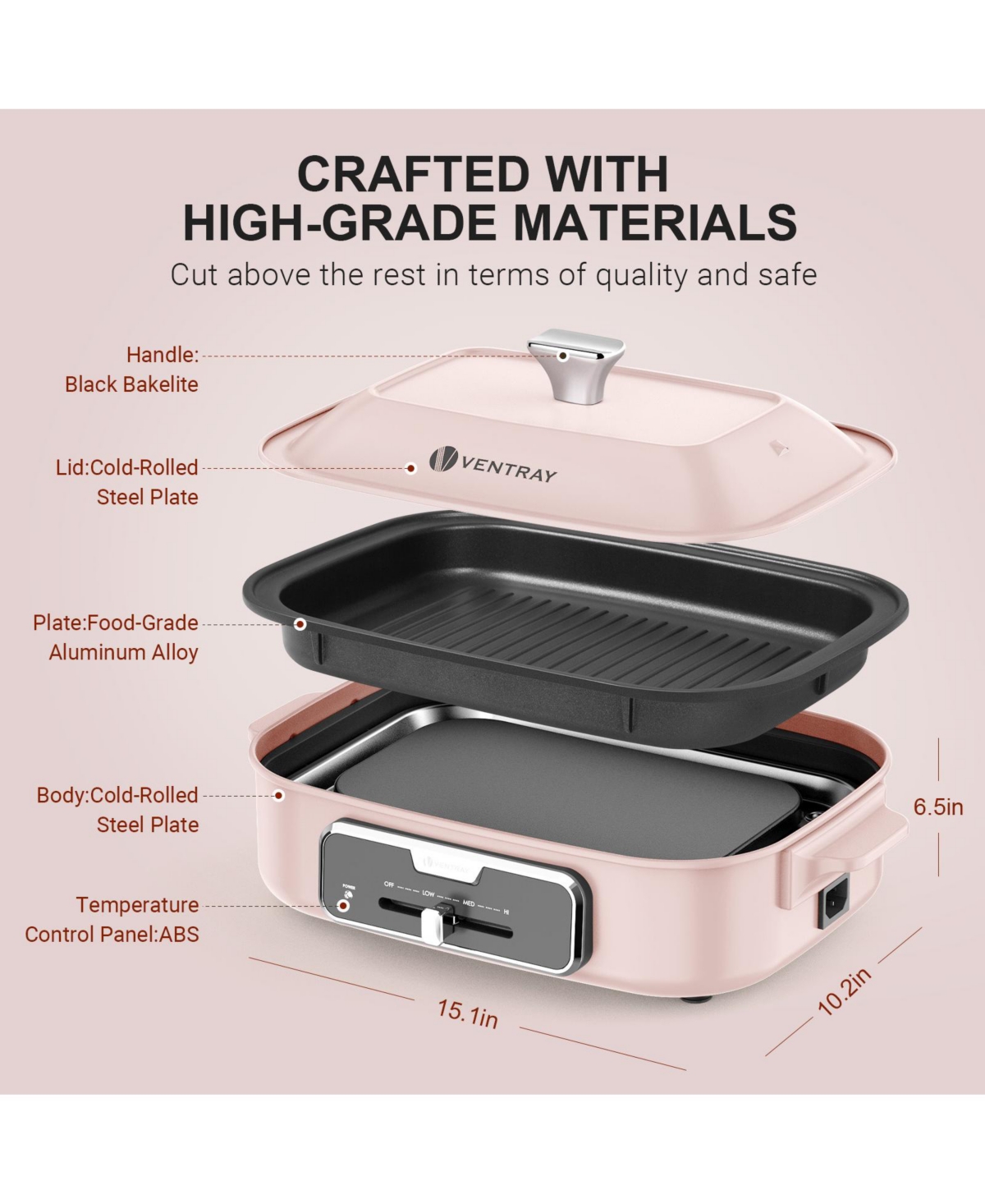 Ventray Classic 2.0 Indoor Electric Grill, Portable Korean Bbq Grill with Removable Griddle Plate